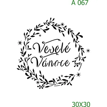 Plastová šablona pro malování - Vánoce - Veselé Vánoce (A067) - 30 x 30 cm , Nelepící folie
