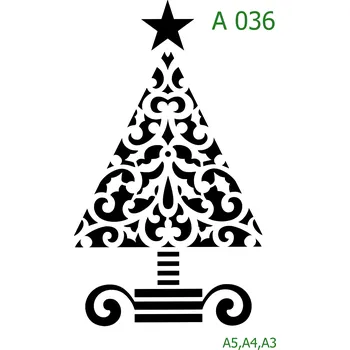 Plastová šablona pro malování - Vánoce - Vánoční strom (A036) - A4 , Nelepící folie