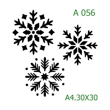 Plastová šablona pro malování - Vánoce - Vločky (A056) - A4 , Nelepící folie