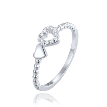 Prsten Moonlit Prsten s motivem srdcí ze stříbra se zirkony Velikost prstenu: 48