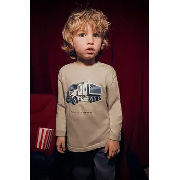 Dětské bavlněné tričko s dlouhým rukávem Mayoral 4085.5D.Mini.9BYA hnědá 84X, vel. 116