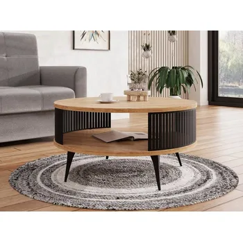 Konferenční stolek Konferenční stolek Mirjan24 kulatý 75 x 75 x 44 cm černý, dub craft zlatý