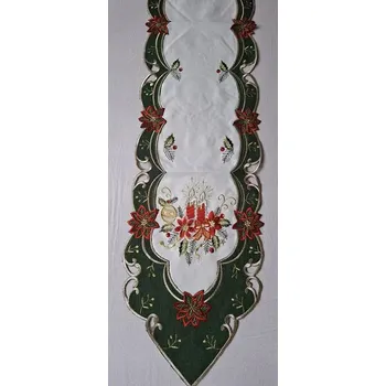 ubrus UBRUS vyšívaný 30 x 160 vánoční zelený lem