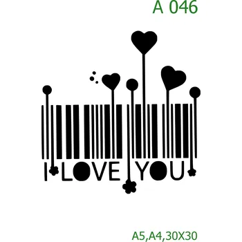 Plastová šablona pro malování - Valentýn - I LOVE YOU (A046) - 30 x 30 cm , Lepící fólie