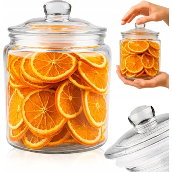 Dóza na potraviny Skleněná dóza s víkem 1L na svíčky, sušenky, zavařovací sklenice - sklo, odolná, na cukroví