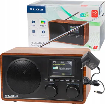 Radiopřijímač KUCHYŇSKÉ RÁDIO RETRO DAB+ FM BLUETOOTH SÍŤOVÉ LCD ANTÉNA BUDÍK BLOW RK5