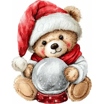 Textilní nažehlovací páska Dante Nažehlovačka Vánoční medvídek a sněžítko - 5 x 6 cm