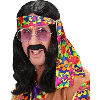 Karnevalová paruka Widmann Paruka hippie černá dlouhá pánská