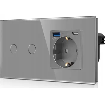 Elektrická zásuvka Szklany Dotykowy Włącznik Światła Zásuvka USB-C A Moderní Technologie