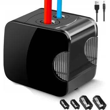 Vrták Oboustranné elektrické ořezávátko na tužky černé + 4 nože 6-8mm/9-12mm