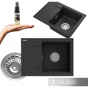 Granitový dřez Jednokomorový granitový dřez Granitan WETAR, černý