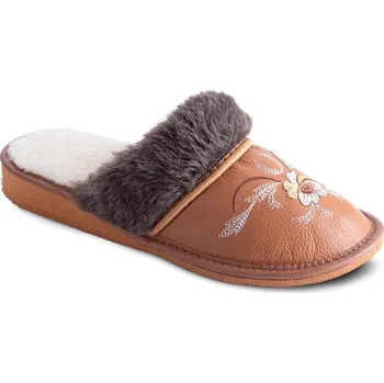 Dámské pantofle decoDoma Dámské pantofle s kožíškem a výšivkou 38