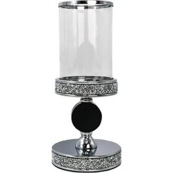 Svícen Svícen lucerna skleněná Glamour 1 černá plochá kulička ozdoba