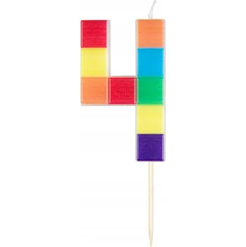 Dortová svíčka NAROZENINOVÁ SVÍČKA číslice 4 BLOKY barevný dort A