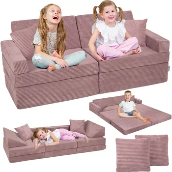 Pohovka Rozkládací pohovka s polštáři a matrace PRO DĚTI KiddyMoon KKMP-1400