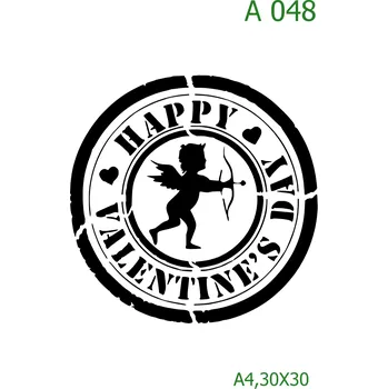 Plastová šablona pro malování - Valentýn - Amor (A048) - A4 , Nelepící folie