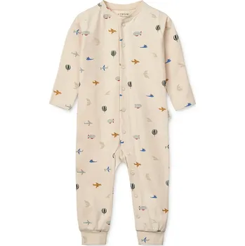 Dupačky Kojenecké bavlněné dupačky Liewood Birk Printed Pyjamas Jumpsuit LW19856 béžová 01X, vel. 62