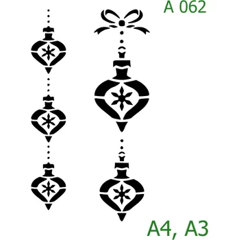 Plastová šablona pro malování - Vánoce - Ozdoby (A062) - A3 , Nelepící folie