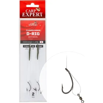 CARP EXPERT - Návazec s obratlíkem Fluorocarbon D-Rig vel. 4 0,4 mm 2 ks