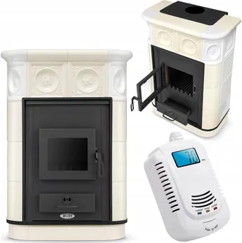 Krbová kamna Kamna krbová volně stojící kachlová keramická MONACO s vodním pláštěm kotel ÚT (ústřední topení)