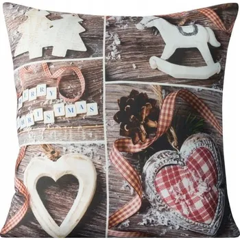 Povlak na dekorativní polštářek Vánoční povlak na polštář 40x40 EuroFirany HEARTS dekorativní povlak na polštářek