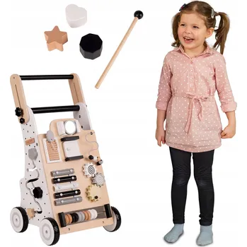 Dětské chodítko Dřevěné interaktivní chodítko - odrážedlo pro děti KiddyMoon WK-001