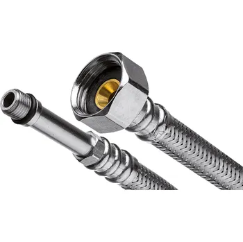 Zahradní hadice PŘÍPOJNÁ HADICE OCELOVÁ 1/2" Vnitřní Závit x M10 Vnější Závit 100cm NEREZOVÝ Oplet ZESÍLENÁ