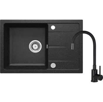 Vodovodní baterie Deante LEDA Granitový dřez, grafit + dřezová baterie, chrom ZRDP2113