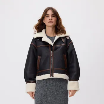 Reserved - Bunda s imitací kožešiny - černý - 474IK-99X - 474IK-99X-S