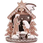 Vánoční dekorace perníkový Betlém, polyresin, LED, hnědá 233652364