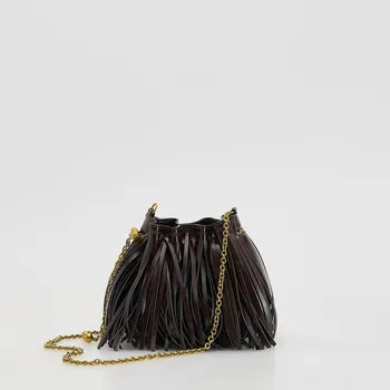 Kabelka Reserved - Bucket kabelka s třásněmi - hnědá - 891FC-83X - 891FC-83X-ONE