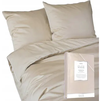 Povlečení SET POVLEČENÍ Z BAVLNĚNÉHO SATÉNU, béžová barva, 160 x 200 cm + 2 x 70 x 80 cm