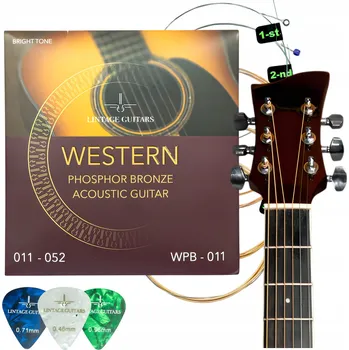 Strunný nástroj STRUNY NA KYTARU, PHOSFOR BRONZE, AKUSTICKÉ, MĚKKÁ MECHANIKA, WPB-011 + 3 TRSTÁNKA