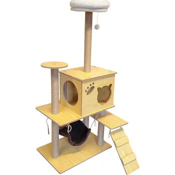 Škrabadlo pro kočky 130 cm - domeček, odpočívadla, hamaka, schůdky