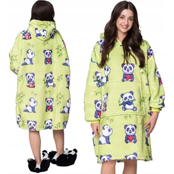 Dámská mikina DEKA oversize mikina Silná MIKINOVÁ DEKA 2v1 XXL Vzor PANDA Plyšák Župan