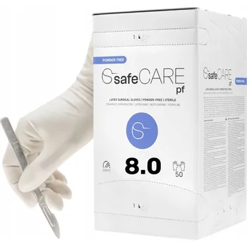 Vyšetřovací rukavice Zarys safeCARE operační sterilní rukavice latexové vel. 8 (bez pudru), 50ks