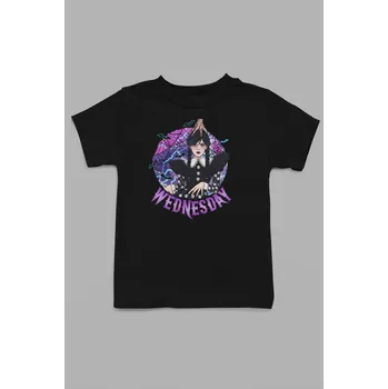 Dívčí tričko Dětské tričko Wednesday Barva: Černá, Velikost: 146