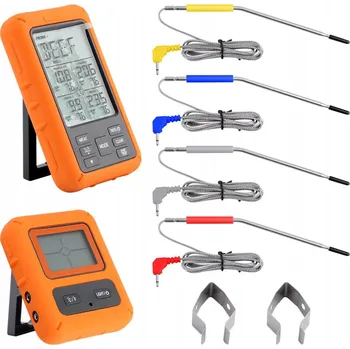 Domácí teploměr Bezdrátový digitální teploměr na gril a do kuchyně se 4 sondami