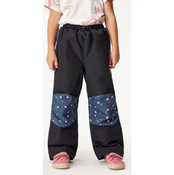 Dětské zimní rostoucí oteplovačky Polar, Černá, Květiny Velikost: 146/152