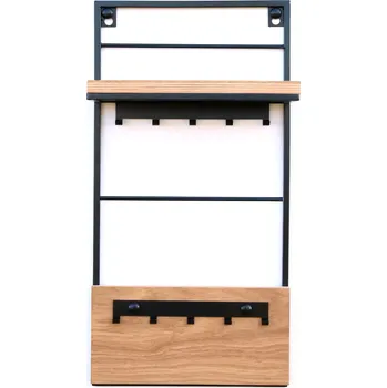 police Nástěnná polička na klíče Kluze 25 cm černá/hnědá