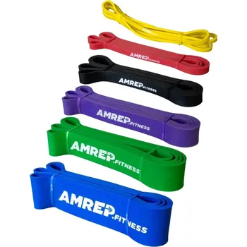 Set odporových gum AMREP FITNESS - yellow - red - black - purple - green - blue