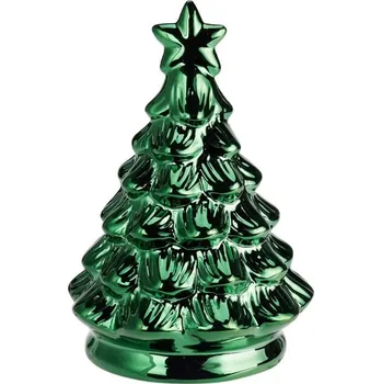 Vánoce Vánoční dekorace keramický stromeček 17 cm červeno-zelený 1 ks