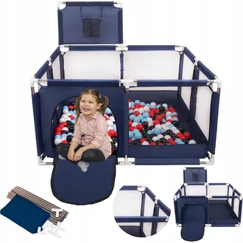 Dětská ohrádka ČTVERCOVÁ OHRÁDKA S KOŠEM PRO DĚTI + 200 MÍČKŮ