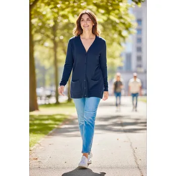 Dámský svetr Dlouhý svetr na knoflíčky tmavě modrý Velikost: UNI: M - XXL