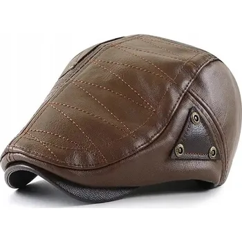 Čepice Baret hnědý bez značky, velikost 58, z ekologické kůže