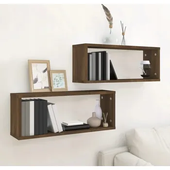 police Nástěnné police, 2 ks, hnědý dub, 60x15x23