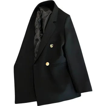 Dámské sako Dámské elegantní sako s límečkem a kapsami Jednobarevné sako z polyesteru Stylový kabátek v různých barvách pro kancelář, společenské akce i volný čas černá S