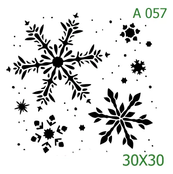 Plastová šablona pro malování - Vánoce - Vločky (A057) - 30 x 30 cm , Nelepící folie