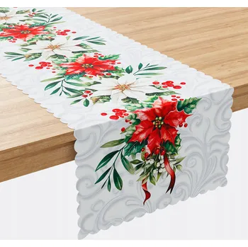 Prostěradlo HVĚZDA BETLÉMSKÁ Běžec na stůl voděodolný, 38x140cm, barva 001 bílá