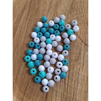 Korálek Plastové korálky 6 mm 100 ks pastelový mix tyrkys